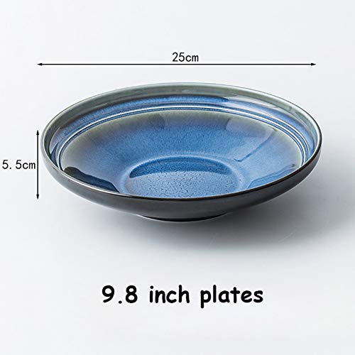 AAJKA Plate Ceramic Plate Kiln-Discoloured Deep Plates Salad Tray Food Containers Vegetable And Salad Tableware Glaze Dishes,9.8 Inch Plates