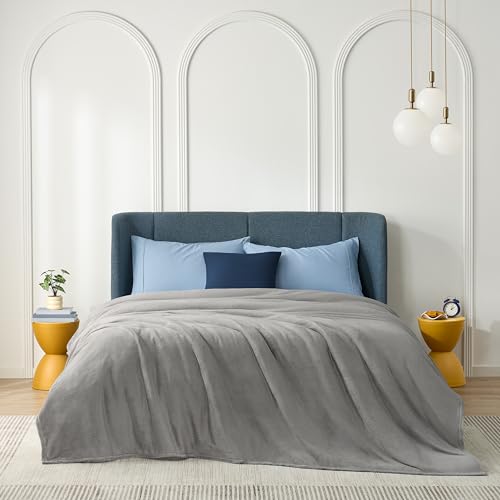 Image of Casual Living 32592 Full-Queen Size Fleece Bed Plush Blanket Home and Hotel Luxury Premium Collection Cozy Ultra-Soft Lightweight Blankets, Full /Queen, Grey