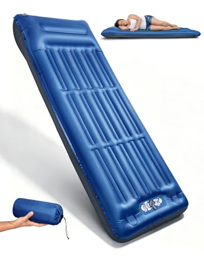 Sleeping Pad, 6.3' Thick Inflatable Mattress with Raised Pillow, Built-in Foot Pump Compact Sleeping...
