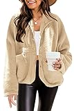 SENSERISE Womens Oversized Fuzzy Fleece Jacket Lapel Faux Fur Button Down Sherpa Outerwear Winter Co