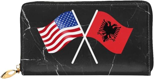 American And Albania Flag Wallet Card Bag