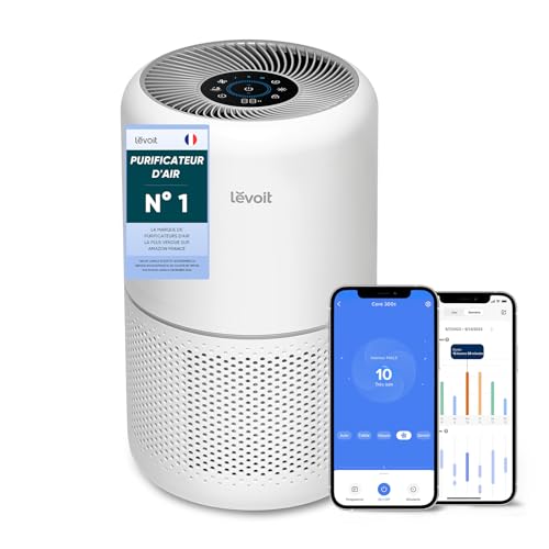 LEVOIT Purificateur d'Air HEPA Intelligent contre Allergie Pollen & Graminée, Purifier jusqu'à 50㎡, Surveille La Qualité de l'Air, Contrôle par App Alexa, 22dB Silencieux, Core 300S