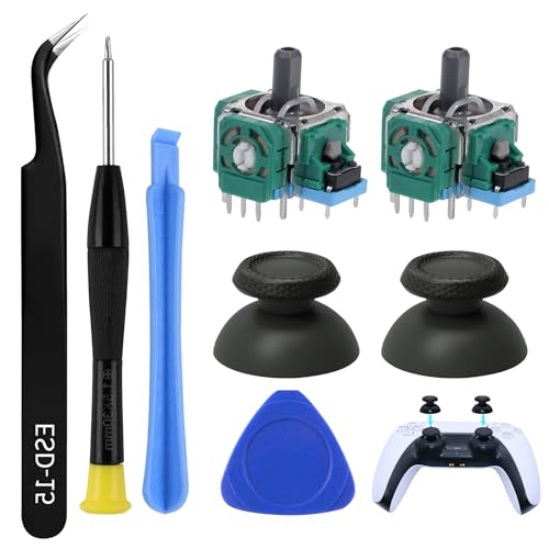 Kit Riparazione Joystick Controller Compatibile con PS5, Set da 8 Pezzi con Stick Analogici di Ricambio, Cappucci a Fungo e Strumenti Inclusi per Riparare il Controller