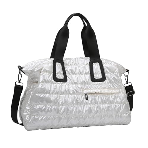 Travel Duffle Bag Sports Gym Bag Stylish Multifunctional Shoulder Bag with Adjustable Shoulder Strap for Fitness Exercise Gym, White