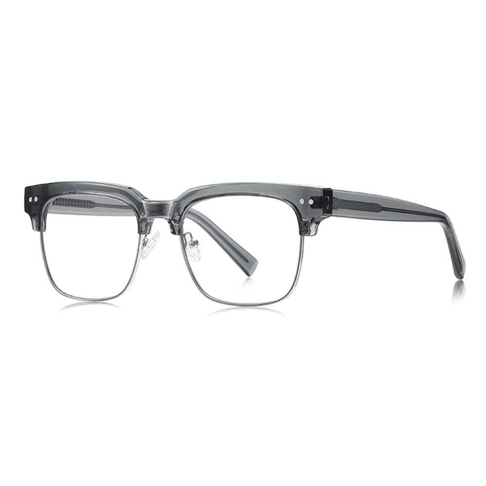 męskie okulary blokujące niebieskie światło dla mężczyzn półramkowe modne okulary kwadratowe upominki szaro-niebieski octan