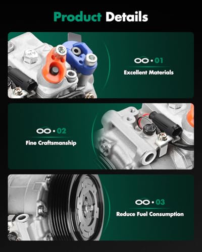 Image of SCITOO AC Compressor for Mercedes-Benz C230 2.3L 2002, Fast Cooling Air Conditioner Compressor for Mercedes-Benz CLK320 3.2L 2003-2005, for Mercedes-Benz E320 3.2L 2005-2006 | Fast Cooling, Ultra Low Noise (≤72 dB) Air Conditioner Compressor for Summer, With Clutch, 6512302 98394 639827