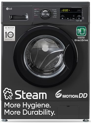LG 7 Kg, 5 Star, Direct Drive Technology, Steam Wash, 6 Motion DD, Smart Diagnosis, Fully-Automatic Front Load Washing Machine (FHM1207SDM, Allergy Ca