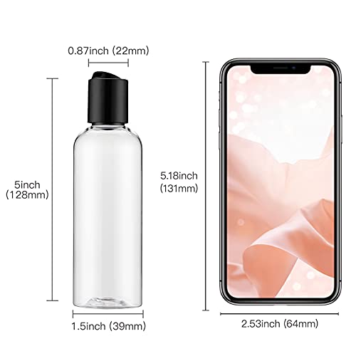 Owlyee Travel Bottle, 3.4Oz Plastic Shampoo Container (5Pcs) Empty Lotion Tsa Toiletries With Disc Top Flip Cap (100Ml, Clear) #TOP4