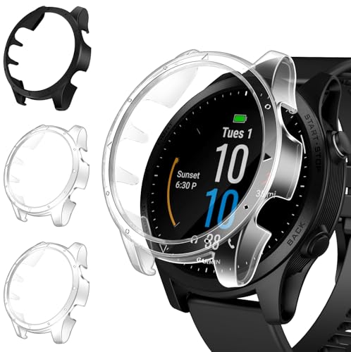 iVoler 3 Piezas Funda HD Clara Dura para Garmin Fenix 945 / Garmin Fenix 935, Carcasa Protectora Antigolpes Ultra Delgado Antiarañazos Rígido PC Bumper Estuche Case, 2 Transparente + 1 Negro