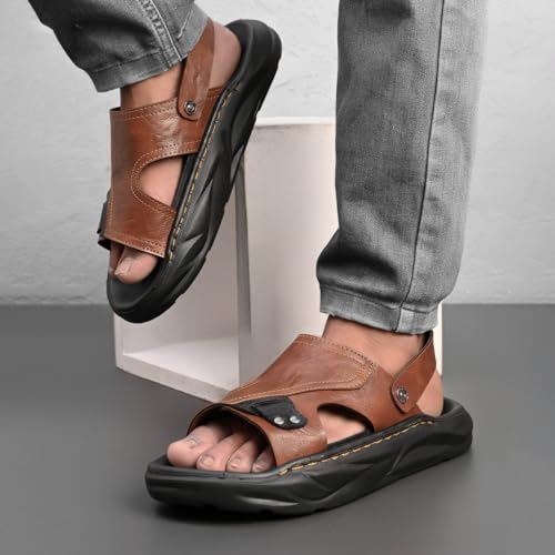 Image of Centrino Men's Sling Sandals | Stylish Strap Sandal with Grip Insole | Platform Comfort Sandal with Accent Pouch & Adjustable Strap| Comfortable Casual Footwear for Office, Travel & Walking (9578)