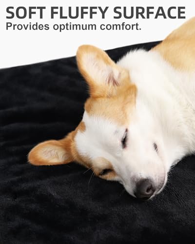 Image of KSIIA Orthopedic Dog Bed for Medium Dogs with Waterproof Lining,Black,29x18 | Deluxe Soft Plush Dog Crate Bed, Washable Pet Mat with Removable Cover & Egg Crate Foam for Medium Dogs Sleeping & Relaxing
