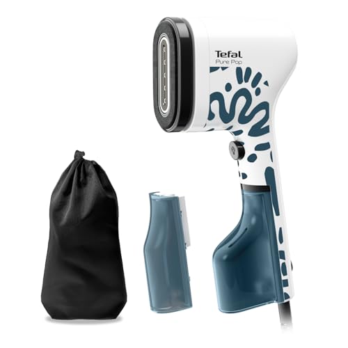 Tefal Pure POP Home & Travel DT2040 Kledingstomer, twee waterreservoirs, lange gebruiksduur thuis, compact en klaar voor op reis, omkeerbaar opzetstuk, stoomt/reinigt kleding, verwijdert pluisjes