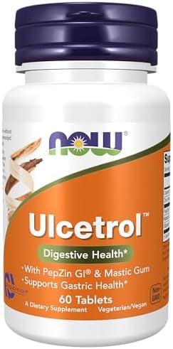 NOW Foods Supplements Ulcetrol™, Digestive Health*, With PepZin GI® & Mastic Gum, Supports Gastric Health*, 60 Tablets