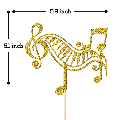 Golden Glitter Music Cake Toppers, Music Cake Decoration For Girls, Music Symbol Notes Decorations, Happy Music Notes Cake Topper, Wedding / Baby Shower / Musical Theme Party Supplies #TOP1