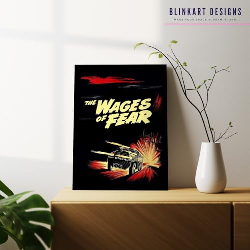 Image of BLINKART The Wages Of Fear (1953) Movie Poster Frame 12x18 Inch | Premium 300 GSM Paper Wall Print | Vintage Film Artwork for Home, Bedroom, Living Room, Office | Framed Photo Decor
