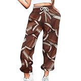 Briskorry Pantalones de chándal para mujer, cintura elástica, pantalones de chándal con bolsillos, pantalones de chándal con cordón de ajuste, ideal para la ciudad, el deporte y la naturaleza, marrón,