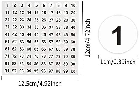Dadabig 50 Sheets Number Labels Stickers, Number Round Sticker 1-100 Self Adhesive Number Stickers Inventory Storage Organizing Sticker