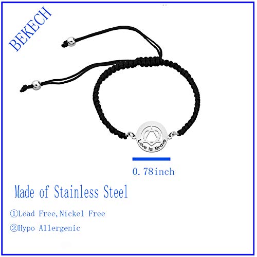 BEKECH Adoption Bracelet Love is Brave Intertwined Heart and Triangle Adoption Symbol Charm Braided Bracelet for Stepmom2