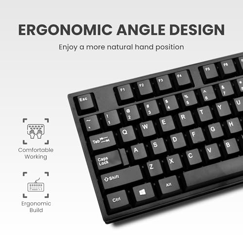 Image of G-103 Wired USB Office Keyboard with 104 Keys, Ergonomic Angled Design, Full-Size Keys for Comfortable Typing, Durable & Spill-Resistant for Daily Office & Home Use