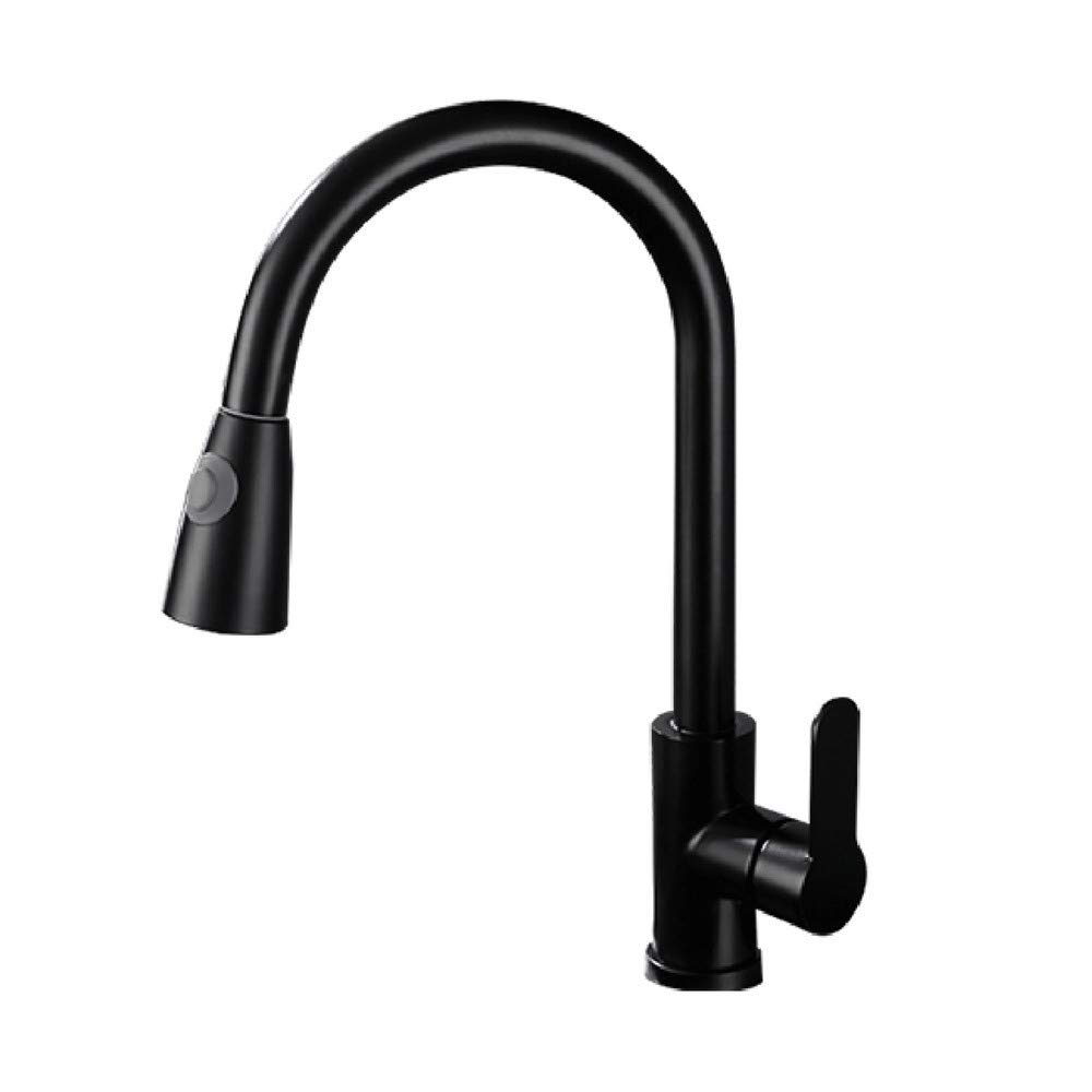 Robinet cuisine 304 inox avec flexible noir pour grand évier familial