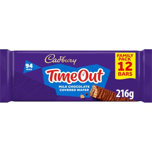 Cadbury Timeout Milk Chocolate Covered Wafer, Crispy Wafer Covered in Smooth Milk Chocolate, Multipack of 12 x 18 g Bars
