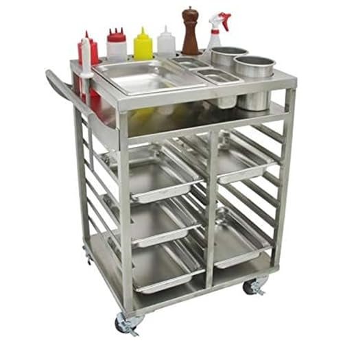 GSW C-TIC All Welded Stainless Steel Teppanyaki Ingredient Cart, Holds 12 Pans, with 3” KP4112 Swivel Casters, Cookware Not Included, 18” x 27-1/2” x 36”