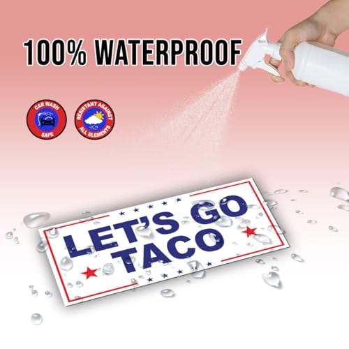 Image of Magnet Sticker Subtle Let's Go Taco Magnetic Anti Funny Leftist Feminist Social Justice Human Rights White Magnet for Bumper, Refrigerator, Cruise Door, Car, Truck 7.5x3.75in