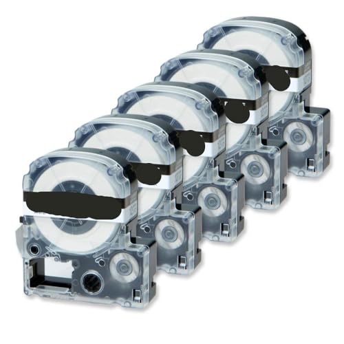 5PK 12mm X 8m ���n�ɍ��̕W�����x�� �v�����^�p�i�ƌ݊������� LW-400 LW-300 LW-700 LW600P K200BL(5PK Black on White)