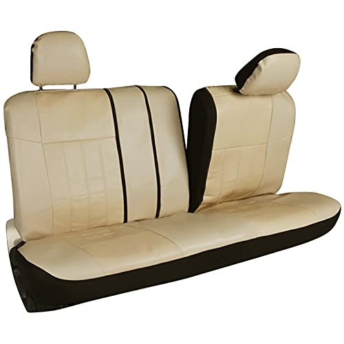 Leader Accessories Faux Leather Car Seat Covers Full Set Beige With Headrest Cover, Front And Split Rear Seat Protector For Cars Suv Truck #TOP4