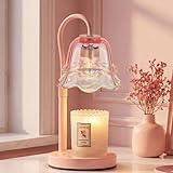 Candeldo Candle Warmer Lamp with Timer: Pink Flower Candle Warming Lamp with 2 Bulbs Height Adjustable Wax Warmer Dimmable Coquette Preppy Room Home Decor Valentines Gift for Women