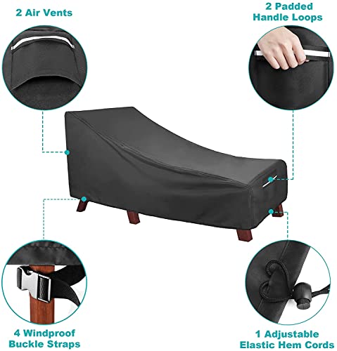 Femuar Patio Chaise Lounge Chair Cover, Heavy Duty Waterproof Lounger Chair Cover - Outdoor Chaise Longue Cover Uv-Resistant Waterproof Windproof Dust-Proof (S 2 Pcs) #TOP3