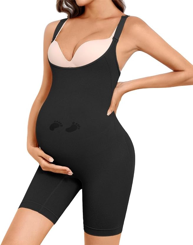 Women's Maternity Bodysuit Seamless Pregnancy Shapewear Shorts Under Dresses Belly Support
