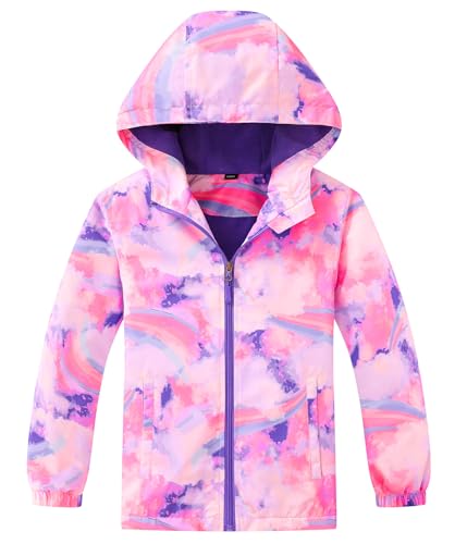 Happy Cherry Kids Rain Jackets Hood Lightweight Raincoats Fleece Lined Cycling Windproof Coat Windbreaker