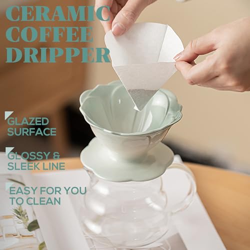 PUNNIO Gotejador de café de cerâmica, requintado gotejador de cerâmica de porcelana para derramar so