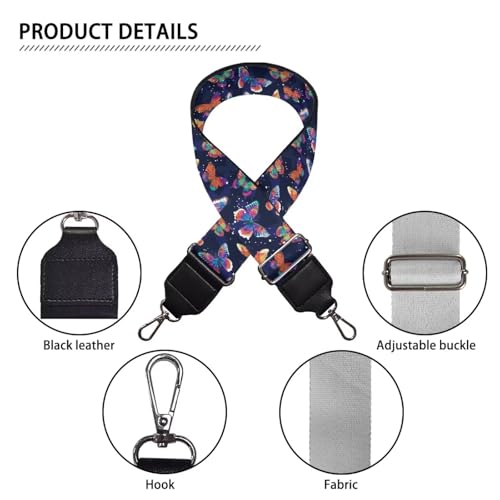 Image of Talayituse Colorful Butterfly Spot Print Shoulder Strap Wide Purse Bag Strap Adjustable Replacement Belt Luggage Crossbody Shoulder Bag Strap for Women Girls, 1 Pack