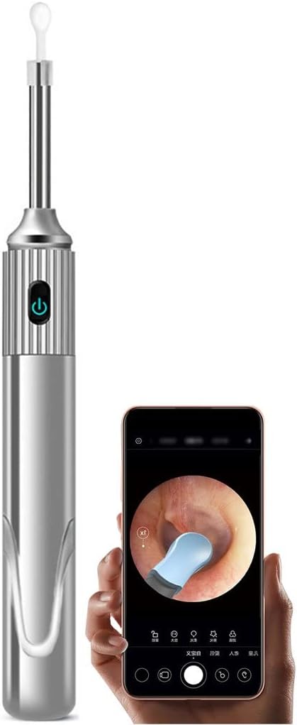 Ear Wax Removal Tool with Light 500W Pixel HD Visual, Smart Wireless Ear Inspection Camera, 3.9mm Lens Handheld Otoscope(White Color)