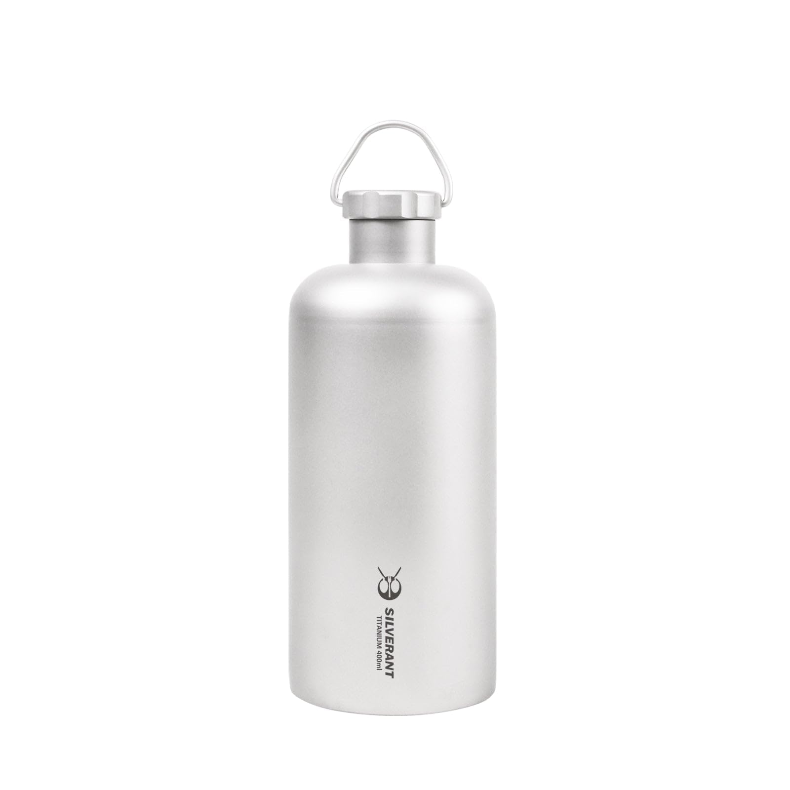 SILVERANT Bouteille d'eau en titane, Bouteille de camping ultralégère avec manchon thermique isolant et bouchon à boucle à clip pour randonnée et sports en plein air (400 ml - Ouverture étroite)