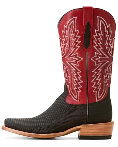 ARIAT Men's Futurity Relentless Gold Rush Exotic Lizard Western Boot Square Toe Black 9 EE US2