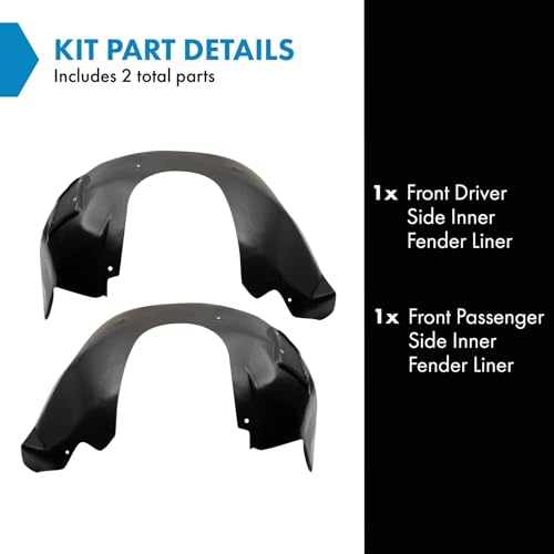 Image of TRQ Front Driver and Passenger Side Inner Fender Liner Set Compatible with 2010-13 Chevrolet Camaro LS LT