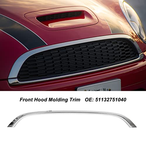 Kühlergrill-Haubenverkleidung, Modell mit Frontgrillverkleidung, Ersatz-Chrom-Fronthaubengitterverkleidung, Kompatibel mit Cooper R55 R56 R57 Base LCI R58 R59 S JCW, OE 51132751040 (Galvanisieren)