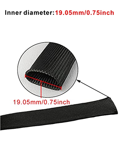Wire Heat Shield Automotive Heat Shield Sleeve Fuel Line Heat Shield Auto Hose Spark Plug Wire Cover Protectors Boots Roll 2500 Degree for Car&Auto Wire Loom Brake Cable (Black3/4\"I.D.X10FT)
