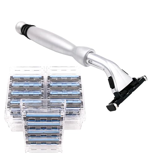 Taconic Shave, Gillette Sensor & Sensor Excel Compatible Heavyweight Triple Blade Pivot Head Razor, ** INCLUDES 41 BLADES **- Delivers a Smooth, Close & Comfortable Shave