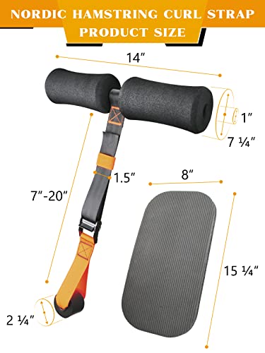 Vaiio Get Stronger Anywhere With Adjustable Nordic Hamstring Curl Strap With Kneeling Mat - Perfect For Hamstring Curls, Ab Workouts, And Leg Training - Easy 5S Setup, 450Lb Capacity - Home Fitness Equipment With Upgraded Stainless Steel Buckle #TOP5