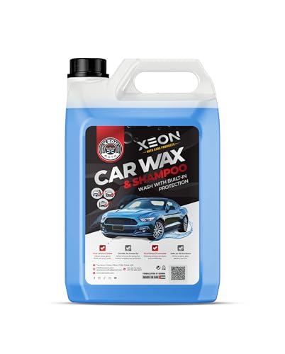 Xeon Auto Car Wax Shampoo 5L High Foam with Built-In Wax Protection pH Neutral Safe for Paint Glass Plastic & Trim Used for Cars Bike & SUVs