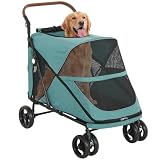 PawHut Carrito para Perros y Gatos Grande Plegable hasta 30 kg Turquesa
