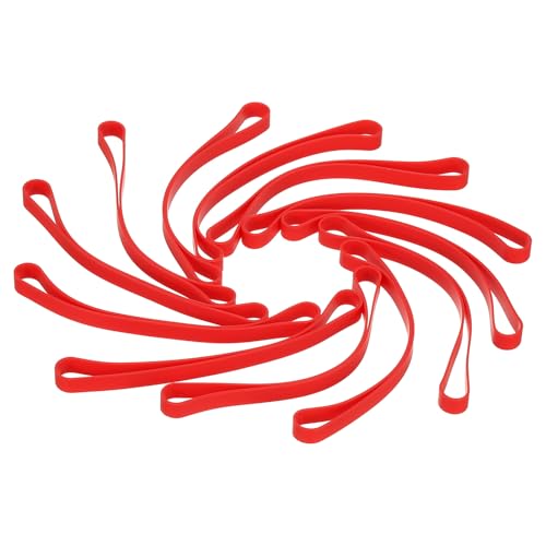 Bandes en silicone 8 pouces PATIKIL | 12 grands élastiques en caoutchouc rouge