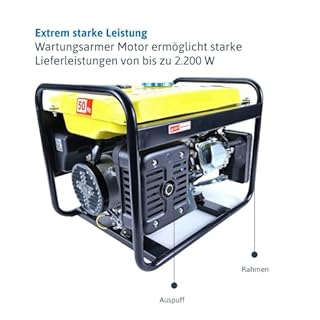 Dönges Stromerzeuger Benzin leise 2200 Watt, Notstromaggregat mit 2 x 230V Steckdosen, 11h Betriebszeit, Stromgenerator 15L Tank für Outdoor, Camping, Garten, Heimwerken zur mobilen Stromversorgung