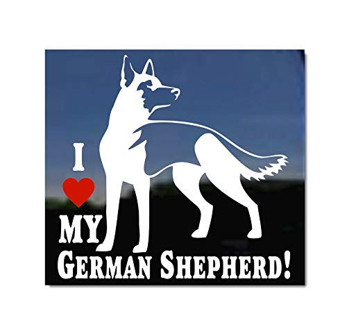 I Love My German Shepherd Dog Vinyl Window Decal Sticker