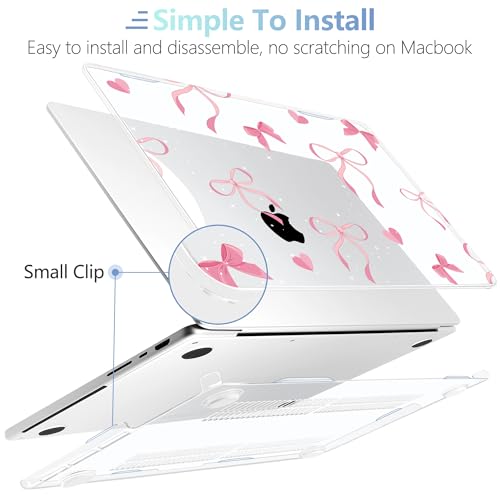 Image of MEEgoodo Case for M5 MacBook Pro 16 inch Case 2026 2024 2023 2021 with M5 M4 M3 M2 M1 Pro /Max Chip, Fit Model A3429 /A3428 /A3403 /A3186 /A2991 /A2780 /A2485, Pink Ribbons Bows