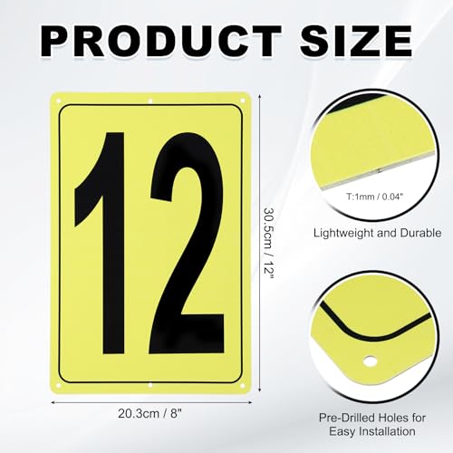 PATIKIL Placa De Números 12 Amarilla de Aluminio para Aparcamiento 2